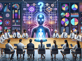 AI research meeting (Generated using DALL·E 3)