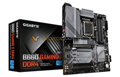 The Gigabyte B660 Gaming X appears to be one of Gigabyte's budget Alder Lake motherboard contenders (Image source: Videocardz)