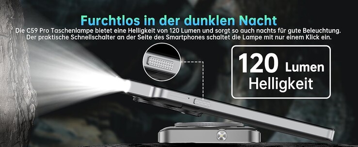 A flashlight is installed. (Image source: Oukitel)