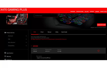 New microcode update for the MSI X470 Gaming Plus. (Source: MSI)