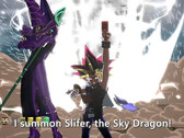 Yami Yugi mod in Dragon Ball FighterZ, summoning a legendary monster for a Super Move. (Image Credit: Kongmeng on YouTube)