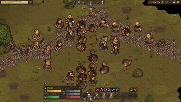 An image showing a battle between two armies in Battle Brothers.