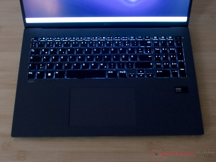 Backlit keyboard and large touchpad