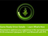 NVIDIA GeForce Game Ready Driver 460.79 - What's New DLSS support in Cyberpunk 2077 and Minecraft RTX in Windows 10 (Source: GeForce Experience app)