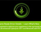 NVIDIA GeForce Game Ready Driver 460.79 - What's New DLSS support in Cyberpunk 2077 and Minecraft RTX in Windows 10 (Source: GeForce Experience app)