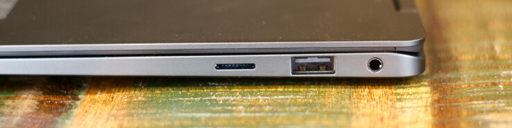 microSD card reader; USB Type-A (3.2), 3.5-mm headset jack