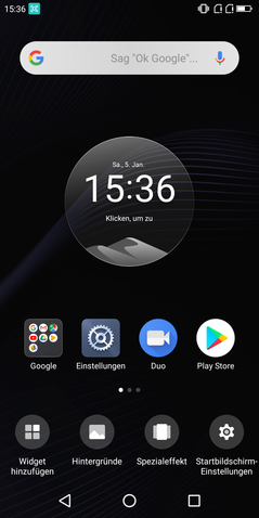 Default home screen