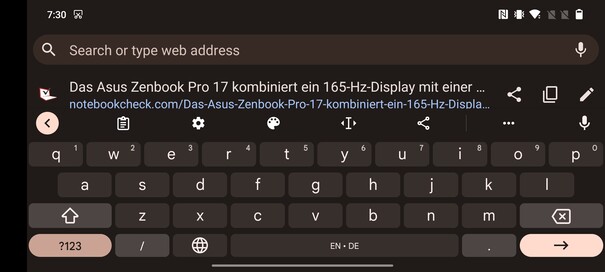 Keyboard in landscape mode