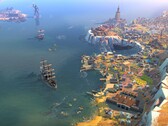 An image showing buildings and ships in Humankind, now 90% off.