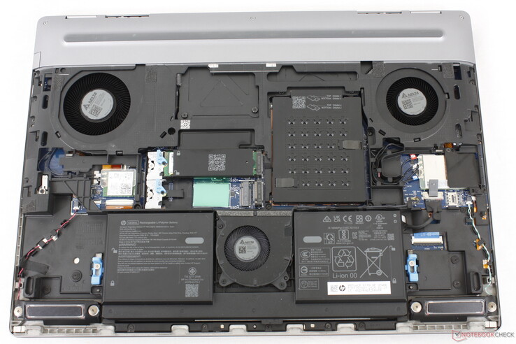 HP ZBook Fury G1i 18 motherboard. Note the uncommon positioning of the third fan