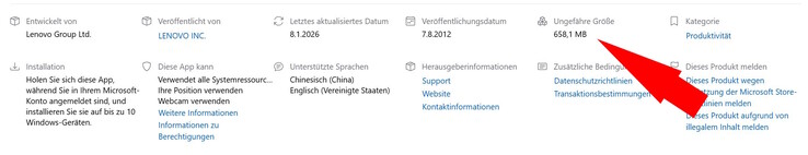 Lenovo Vantage: 650 MB