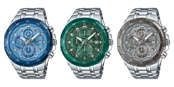 From left to right: the Casio Edifice EFR-539D-2AV, EFR-539D-3AV and EFR-539D-8AV. (Image source: Casio, edited)