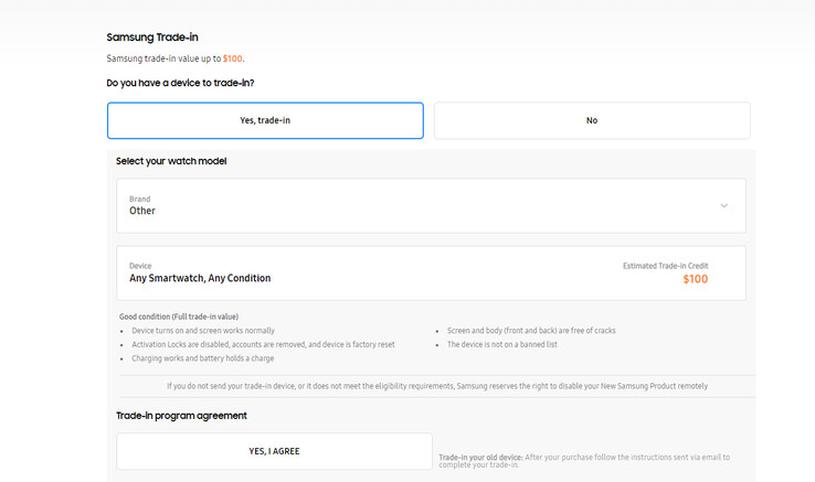Current trade-in offer for the smartwatch (image source: Samsung)