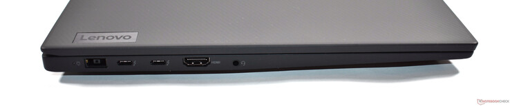 Left: Slim Tip power supply, 2x Thunderbolt 4, HDMI 2.1, 3.5 mm audio jack