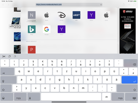 Using the default keyboard in landscape mode