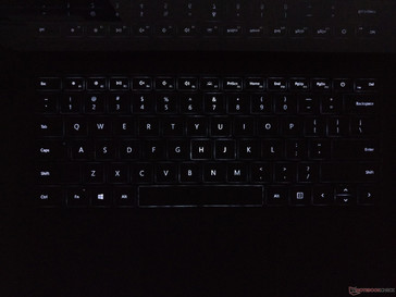 Slightly uneven backlight lighting. Center column of keys are brighter