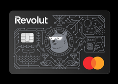 The Revolut Mastercard with LEDs. The eyes light up during payment.