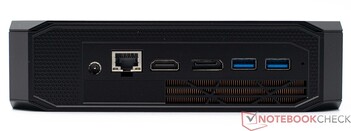 Back: power, RJ45, HDMI 2.0, DisplayPort, 2x USB 3.2 Gen2
