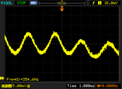PWM frequency of around 354.6 Hz at brightness levels of 50 % and below