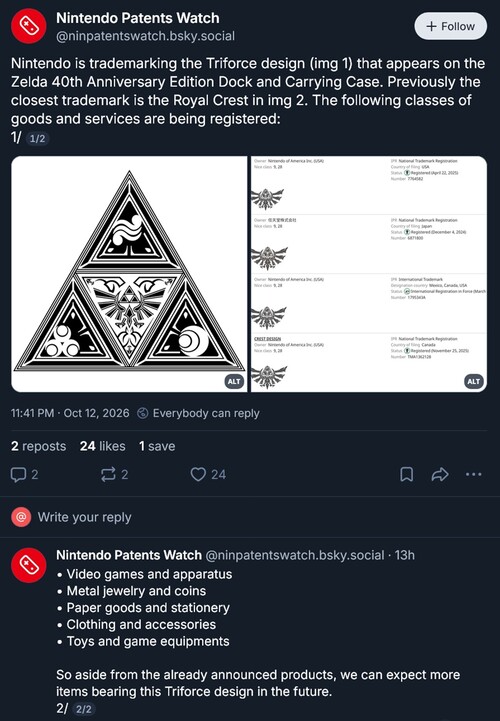 Nintendo Triforce trademark shown