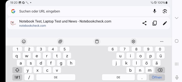 Keyboard in landscape orientation