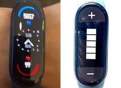 The alleged Xiaomi Mi Band 6 spy shots show the device's bright full-screen display. (Image source: Weibo - edited)