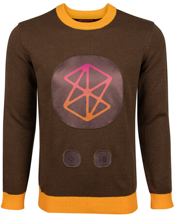 The Zune Holiday Sweater has a large patchwork of the Zune logo on the chest. (Image source: Microsoft)