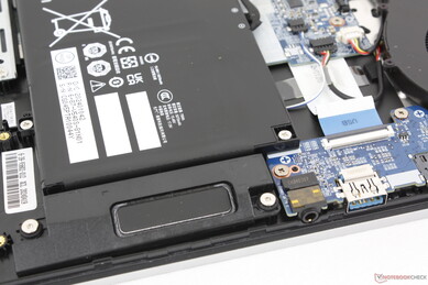 Down-firing stereo speakers near front corners
