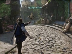Fable protagonist kicking a chicken. (Image source: Xbox on YouTube, screenshot)
