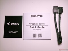 Warranty card, Quick start guide, and 12VHPWR to 2x 8-pin power cable
