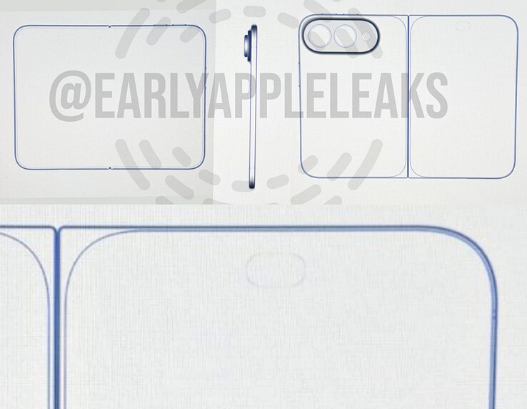 Leaked CAD renders for the foldable iPhone show a Dynamic Island cutout.