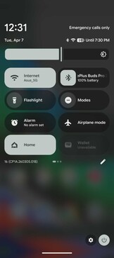 Notification shade with Quick Settings