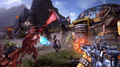 Borderlands 2 screenshot showing monsters fighting Zero