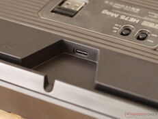 Cable channel, OS and connectivity switches, and dongle storage. 