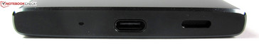 Bottom: microphone, USB-C connection, speaker