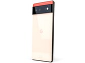 Rear view of the Google Pixel 6 showing the G logo and the black camera bar