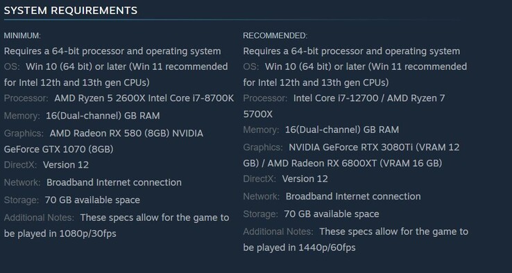 Immortals of Aveum system requirements. (Image source: Steam)