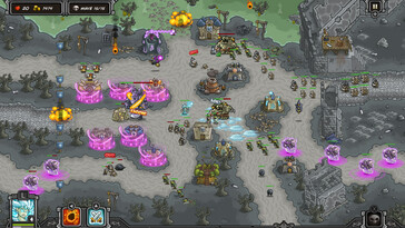 In the image: A gameplay screenshot from Kingdom Rush - Tower Defense.