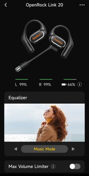 The OpenRock Link 20 app allows customization of its settings. (Image source: Notebookcheck)