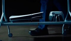 Pedestal not only holds a TV, but also offers space for a Sony PS5.