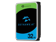 The 32TB Seagate SkyHawk AI hard drive utilizes Mozaic 3+ technologies for high-density storage of surveillance videos. (Image source: Seagate)