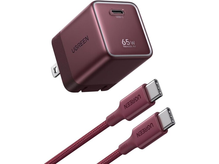 The new Ugreen Nexode Air 65W charger in burgundy.