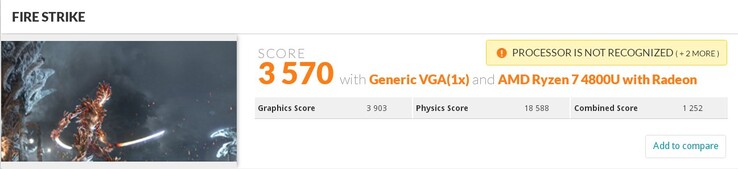 AMD Ryzen 7 4800U Physics Score. (Image source: 3DMark/@TUM_APISAK)