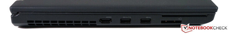 Left: HDMI 2.0, 2x USB type-A 3.1 Gen 1, 4-in-1 SD card reader, SmartCard reader