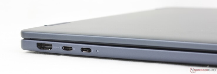 Left: HDMI 2.1, USB-C 3.2 Gen. 2 w/ DisplayPort 1.4 + Power Delivery, USB-C Thunderbolt 4 w/ DisplayPort 2.1 + Power Delivery