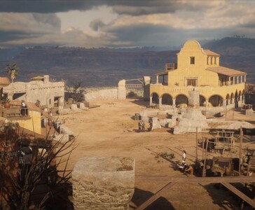 In-game view of Chuparosa, the Mexican town recreated in the Nuevo Paraíso – The Forgotten Frontier mod for Red Dead Redemption 2 (Image source: Rixus via YouTube)