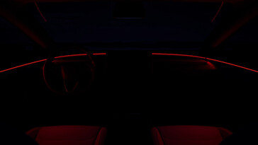 The Model 3 now features ambient lighting across the top of the interior trim. (Image source: Tesla)