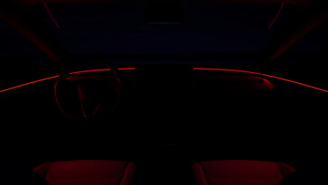 The Model 3 now features ambient lighting across the top of the interior trim. (Image source: Tesla)