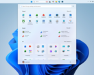 Screenshot of the taskbar in the top-aligned position, with Start opening from the top.