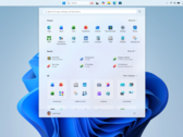 Screenshot of the taskbar in the top-aligned position, with Start opening from the top.